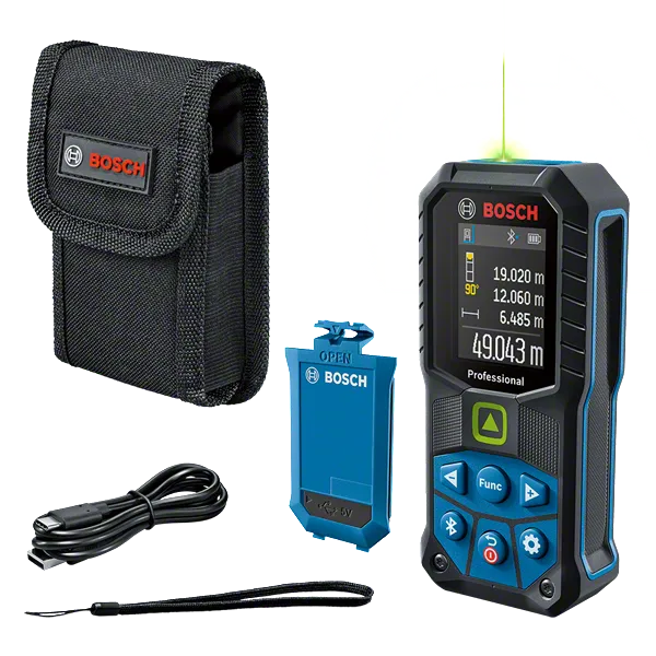 Laserový merač vzdialenosti Bosch GLM 50-27 CG s príslušenstvom.