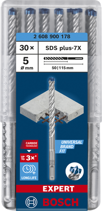 Vrták do kladiva Bosch EXPERT SDS plus-7X 5 mm, balenie 30 kusov.