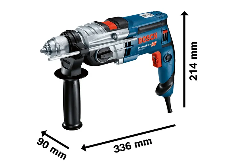 Príklepová vŕtačka Bosch GSB 20-2 s príkonom 850 W.