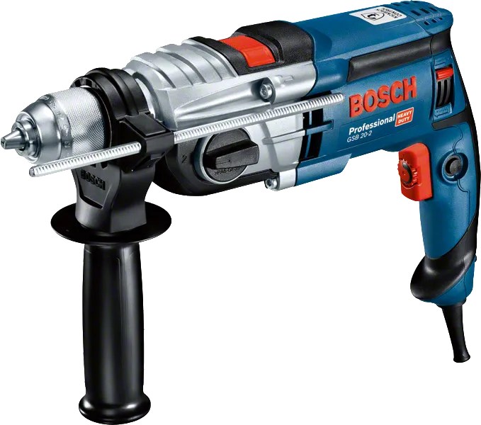 Príklepová vŕtačka Bosch GSB 20-2 s bočnou rukoväťou.