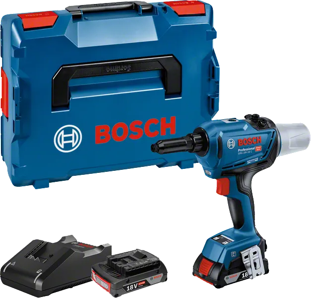 Sada akumulátorovej nitovacej pištole Bosch GRG 18V-16 C s kufríkom.