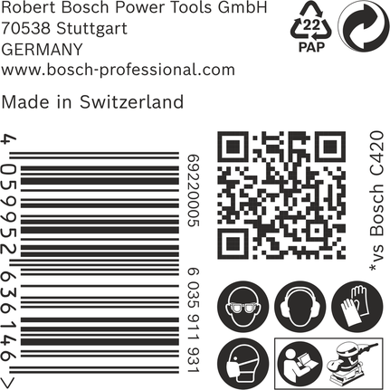 Etiketový štítok na balenie brúsneho papiera Bosch C470.