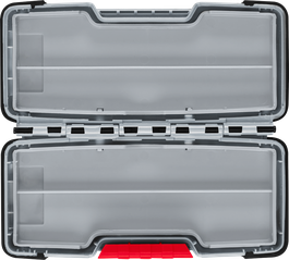 Malý odolný box Bosch PRO na príslušenstvo, otvorené puzdro.