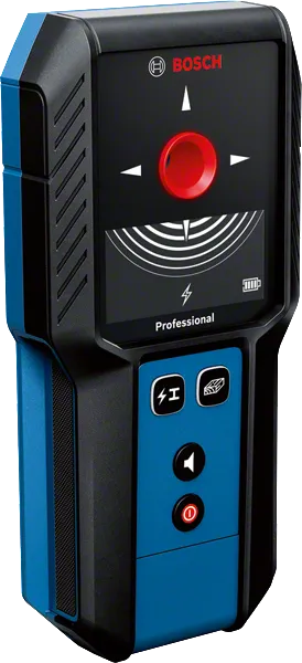 Detektor Bosch GMS 120-27 vyhľadáva kovy a káble pod napätím.