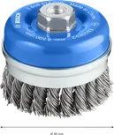 Ťažká hrnková kefa Bosch PRO Metal 90 mm pre uhlové brúsky.
