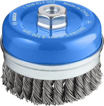 Ťažká hrnková kefa Bosch PRO Metal 100 mm pre uhlové brúsky.