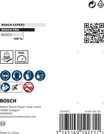 Ťažká hrnková kefa Bosch PRO Metal 75 x 0,5 mm pre uhlové brúsky.