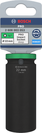 Nástrčkový kľúč Bosch PRO Impact 1/2″, hĺbka 22 mm.