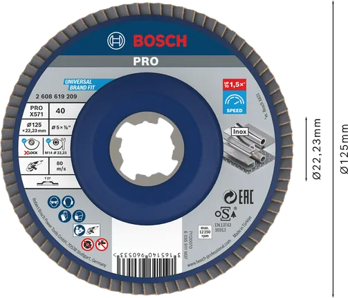 Lamelový kotúč Bosch PRO X571 125 mm G40 X-LOCK na kov.