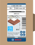 Sada špicatých sekáčov Bosch SDS-max-4C 280 mm, 10-dielna.