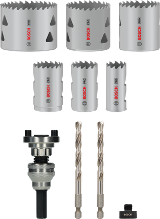 Sada upínacích nástrojov Bosch PRO Multi Material Q-Lock pre dierové píly, 10-dielna.