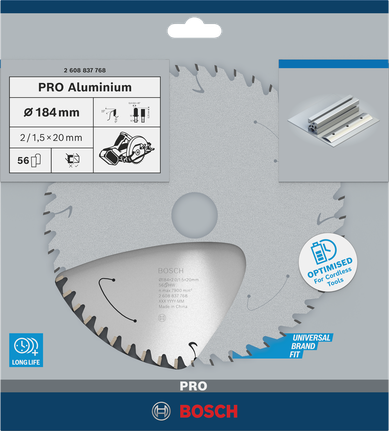 Akumulátorový kotúč na okružnú pílu Bosch PRO Aluminum 184 mm.