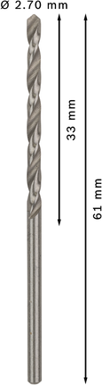 Špirálový vrták Bosch PRO Metal HSS-G 2,7 mm, dĺžka 61 mm.
