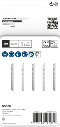 Sada pílových listov do priamočiarej píly Bosch PRO Metal T123XF, 100 mm.