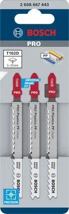 Plátky do priamočiarej píly Bosch PRO Plastics PP clean T102D 100 mm, 3 ks.