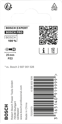 Bity Bosch PRO Pozidriv PZ2 25 mm.