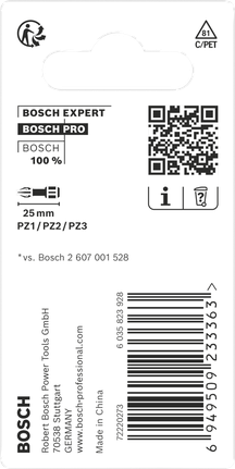 Sada rázových bitov Bosch PRO PZ 25 mm.