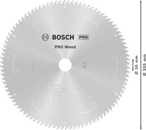 Akumulátorový kotúč do okružnej píly Bosch PRO Wood 305 mm T60.