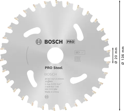 Akumulátorový kotúč do okružnej píly Bosch PRO Steel 136 mm.