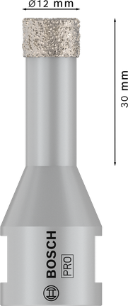 Keramická suchá vŕtacia korunka Bosch PRO s priemerom 12 mm.