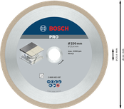 Diamantový kotúč Bosch PRO Ceramic 230 x 25,4 mm na rezanie dlaždíc.