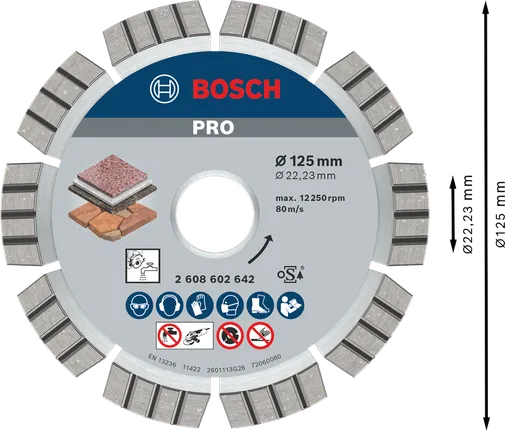 Diamantový kotúč Bosch PRO Stone 125 mm na rezanie kameňa.