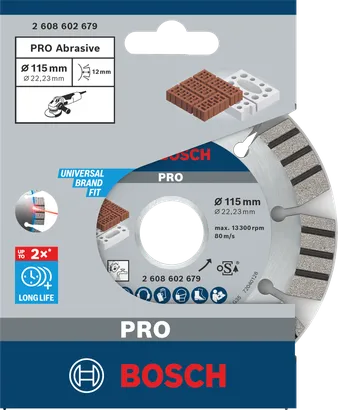 Brúsny diamantový kotúč Bosch PRO 115 × 22,23 mm.