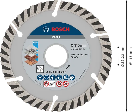Diamantový rezací kotúč Bosch PRO Multi Material 115 mm.