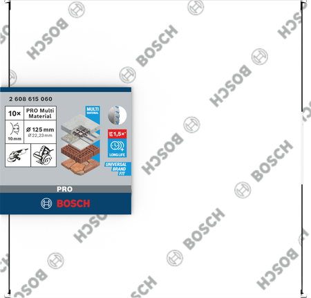 Diamantový rezný kotúč Bosch PRO Multi Material 125 × 22,23 mm 10 ks.