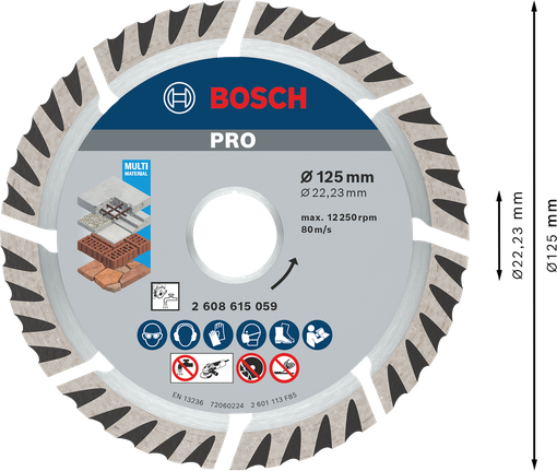 Diamantový rezací kotúč Bosch PRO Multi Material 125 mm.