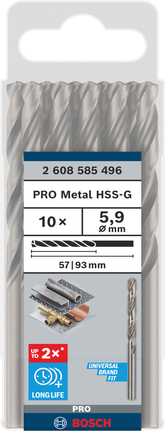 Sada špirálových vrtákov Bosch PRO Metal HSS-G 5,9 mm do kovu.