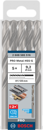 Sada špirálových vrtákov Bosch PRO Metal HSS-G 9,2 mm.