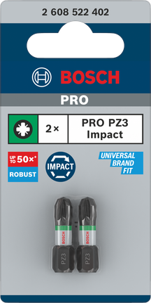 Rázové bity Bosch PRO PZ3 25 mm 2 ks.