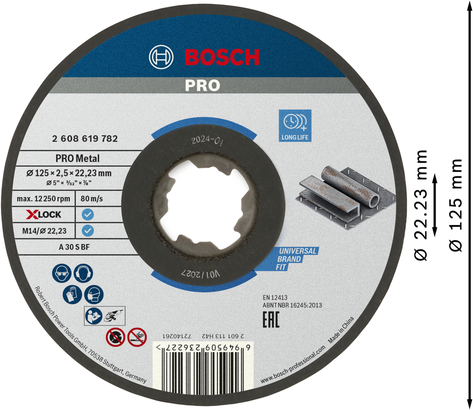 Rezný kotúč Bosch PRO Metal Bonded X-Lock 125 mm.