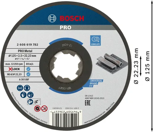 Rezný kotúč Bosch PRO Metal Bonded X-Lock 125 mm.