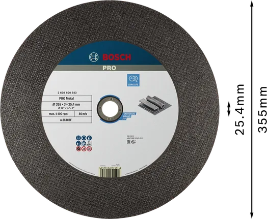 Rezný kotúč Bosch PRO Metal Bonded 355 x 3 x 25,4 mm.