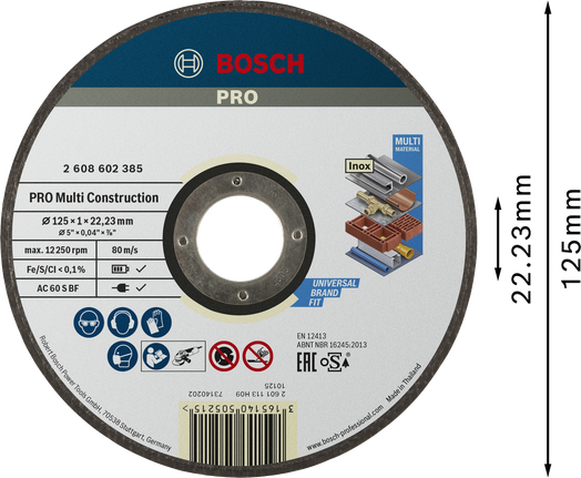 Rezný kotúč Bosch PRO Multi Material s priemerom 125 mm.