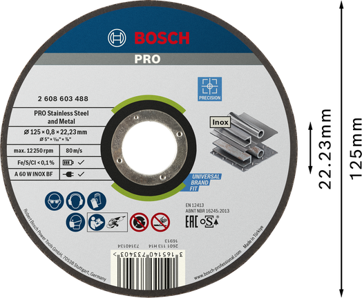 Rezný kotúč Bosch PRO na nehrdzavejúcu oceľ a kov, 125 mm.