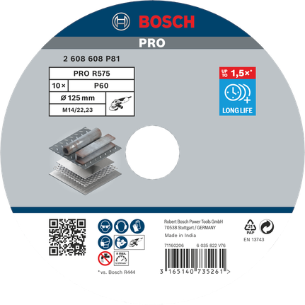 Fíbrový kotúč Bosch PRO R575 125 mm G60.