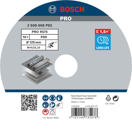 Fíbrový kotúč Bosch PRO R575 125 mm G80.
