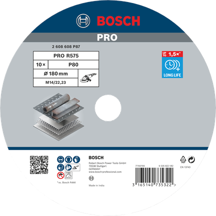 Fíbrový kotúč Bosch PRO R575 180 mm G80.
