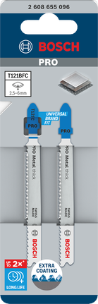 Balenie 2 plátkov do priamočiarej píly Bosch PRO Metal Thick T121BFC.