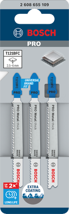 Balenie 3 plátkov do priamočiarej píly Bosch PRO Metal Thick T121BFC.