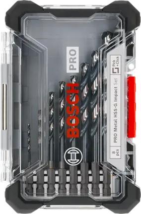 Sada špirálových vrtákov Bosch PRO Metal HSS-G Impact, 8-dielna.