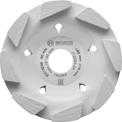 Segmentovaný brúsny kotúč Bosch Multi Material s priemerom 80 mm.