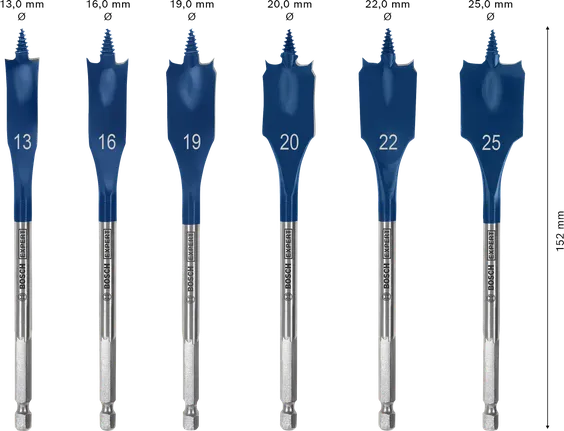 Sada plochých vrtákov Bosch EXPERT Self Cut Speed, 6 veľkostí.