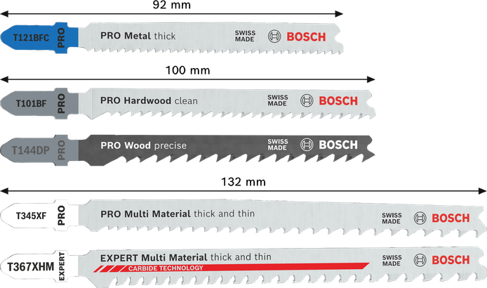 Sada listov do priamočiarej píly Bosch PRO Wood and Metal All-In-One.