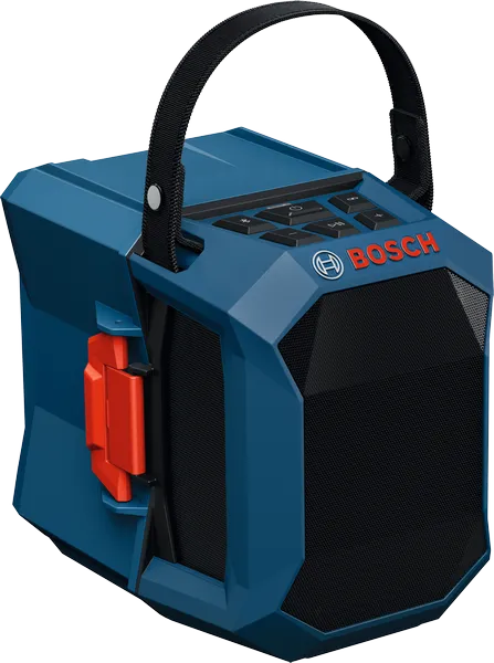 Stavebné rádio Bosch GPB 18V-1 s rukoväťou na prenášanie.