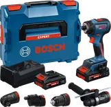 Sada akumulátorových vŕtačiek Bosch EXSR18V-90FC s príslušenstvom.