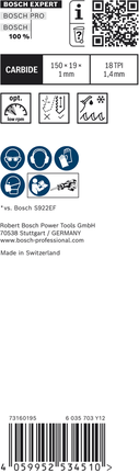 Sada 3 kusov karbidových pílových listov Bosch EXPERT Thin Tough Metal S 922 EHM.